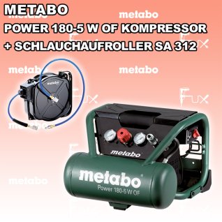 Metabo Power 180-5 W OF Kompressor inkl. Schlauchaufroller SA 312